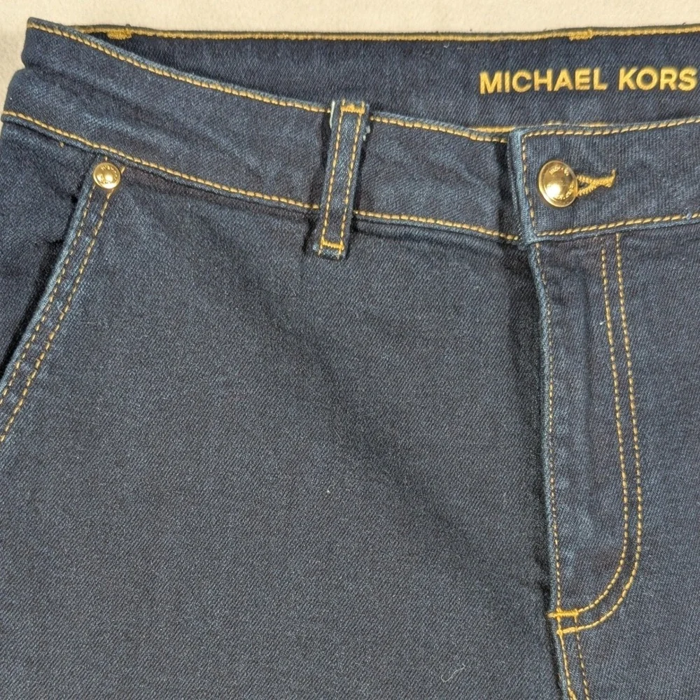 Michael‎ Kors Womens Dark Wash Flare Leg Stretch Denim Jeans Blue Size 8